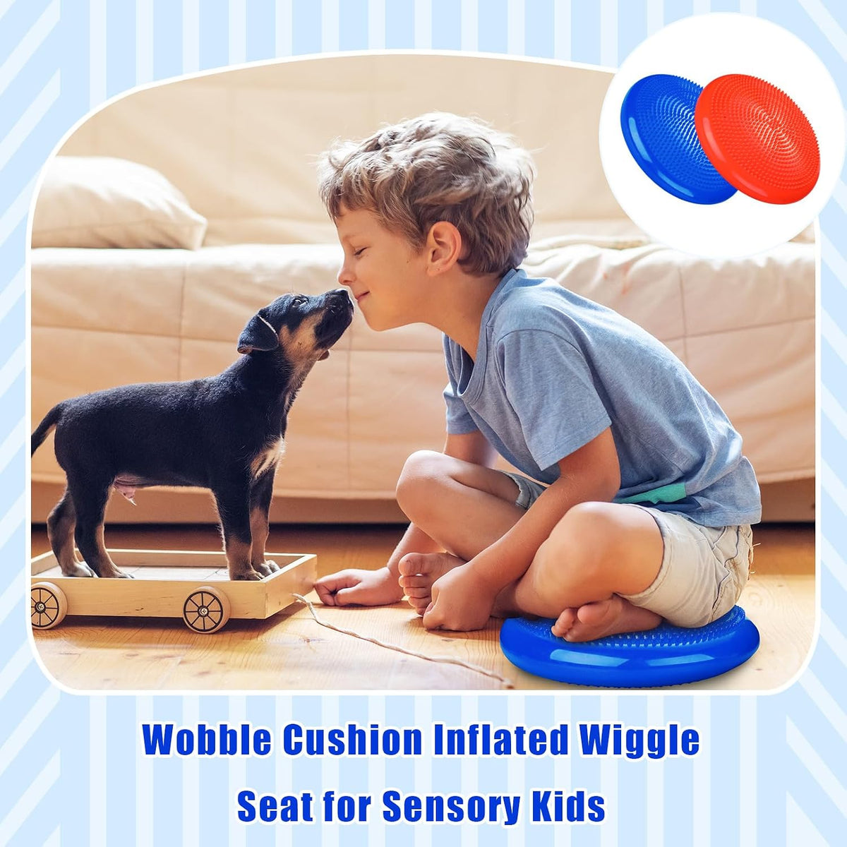 Silipull 2 Pcs Wiggle Seat Inflated Wobble Cushion Flexible Balance Disc with Air Pump for Core Stability Strengthening Improving Posture Physical Exercise