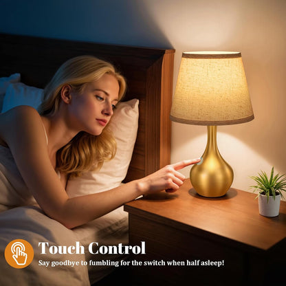Seealle 16.1" Touch Table Lamps for Nightstand, 3-Way Dimmable Small Bedroom Lamps for Night Stands, Black Bedside Lamps for Living Room, Kids Room, End Table