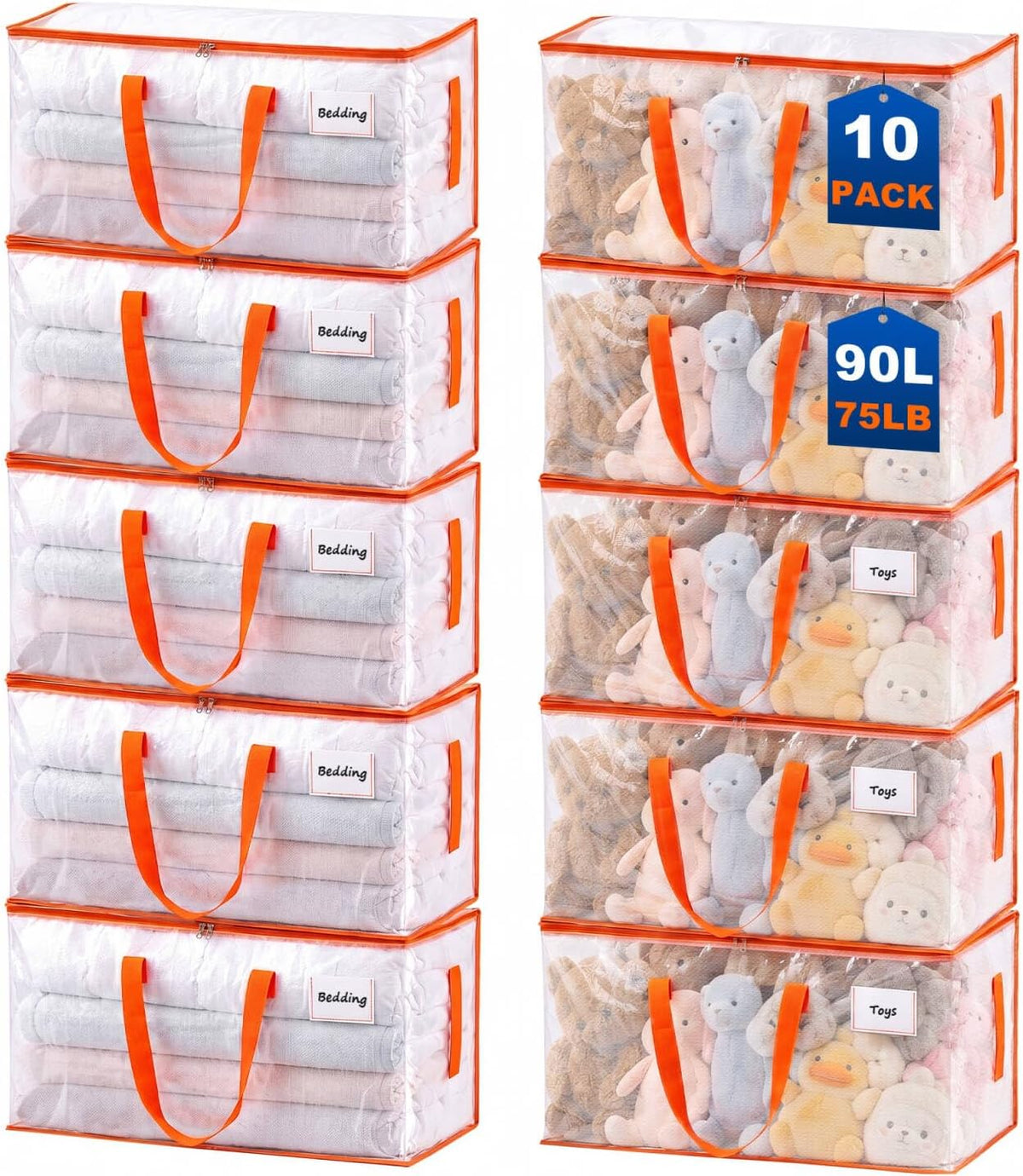 KYODOLED Clear Moving Bags Heavy Duty Extra Large, Storage Totes
