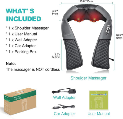 Medcursor Neck Massager with Heat - Deep Tissue Pain Relief, Rechargeable Shiatsu Neck and Shoulder Massager, Ideal Choice for Men, Women, Mom & Dad