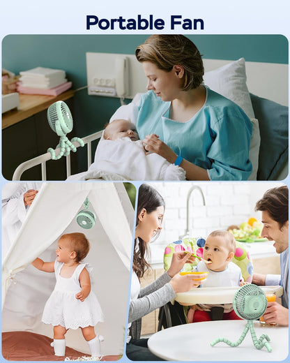 AMACOOL Baby Stroller Fan 5000mAh Rechargeable, Max 20H Cooling