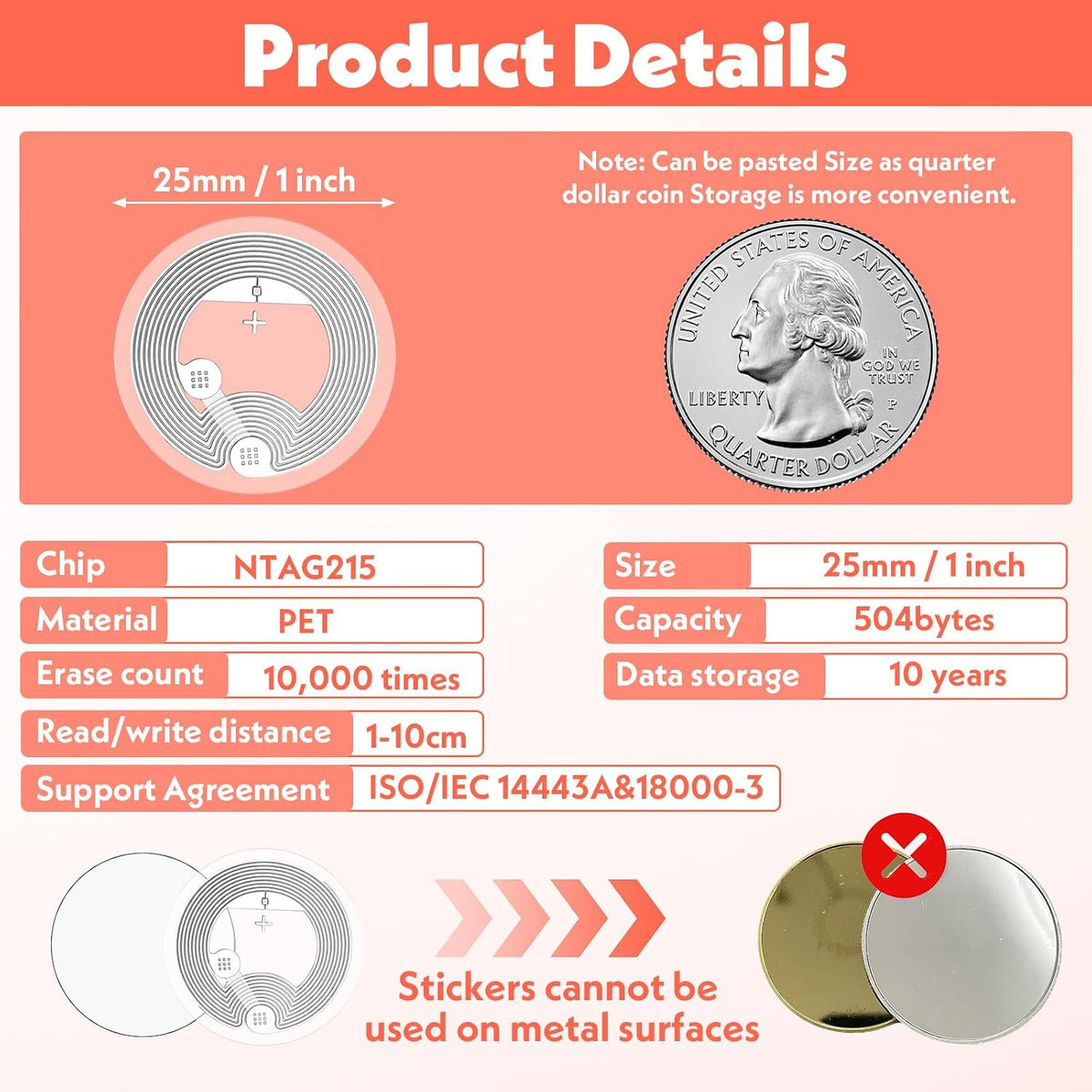 70 Pcs NFC Tags Sticker with NTAG215 Chip