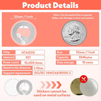 70 Pcs NFC Tags Sticker with NTAG215 Chip
