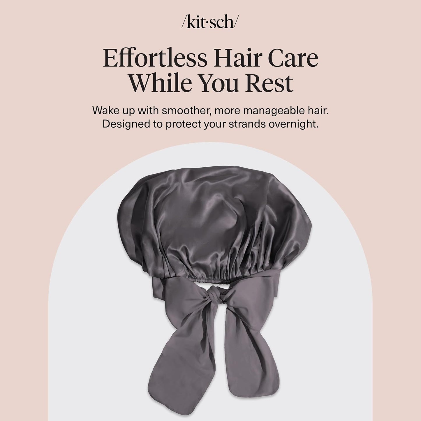 Kitsch XL Satin Bonnet for Sleeping - Softer Than Silk Bonnet For Sleeping Women - Secure Fit, Adjustable, Night Cap For Curly & Textured Hair - Prevents Breakage, Tangles & Thinning - Blush