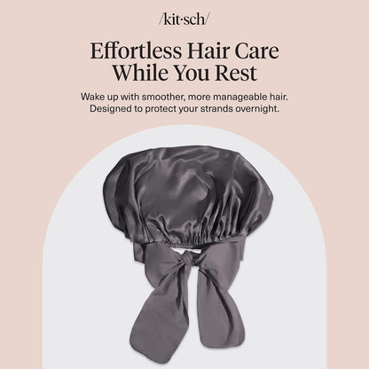 Kitsch XL Satin Bonnet for Sleeping - Softer Than Silk Bonnet For Sleeping Women - Secure Fit, Adjustable, Night Cap For Curly & Textured Hair - Prevents Breakage, Tangles & Thinning - Blush