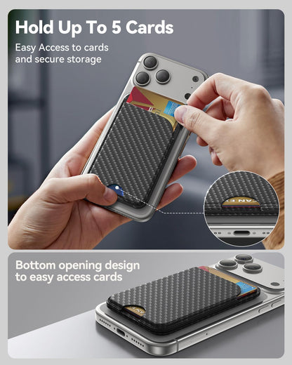 TWZKG for MagSafe Wallet, Works with Apple Find My,5 Card Holder with Stand