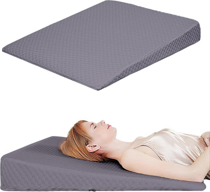 VADSBO Wedge Pillow, Bed Wedge Pillows for Sleeping, Snoring, Back Support, After Surgery, Foam Triangle Pillow, Removable Washable Cover (Gray, 5in)