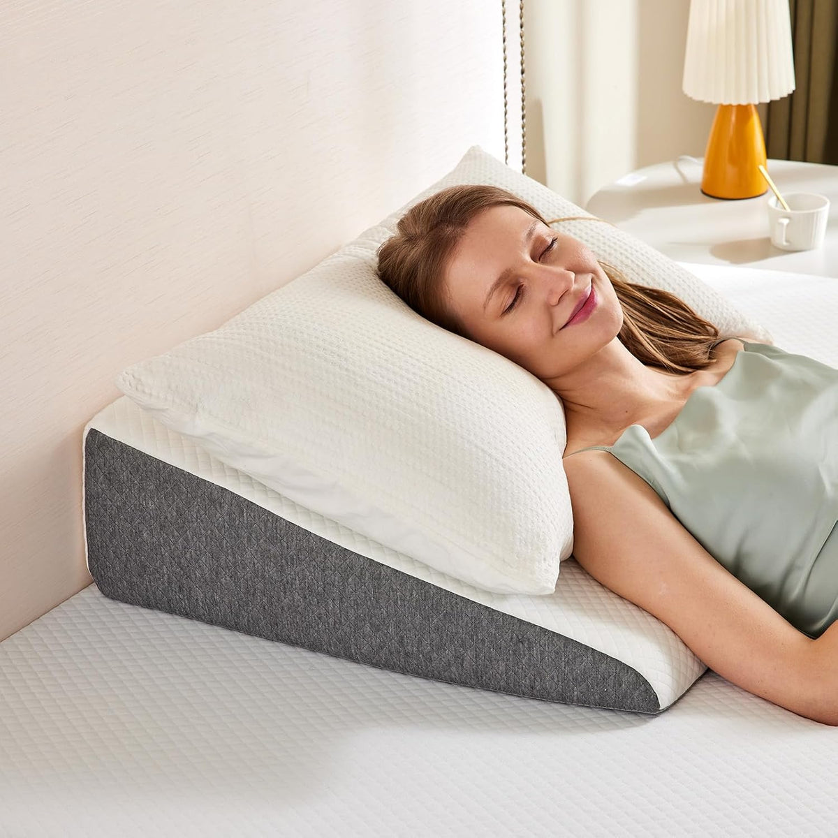 Sweetcrispy 7.5 Inch Wedge Pillow, Sleep Apnea Pillow, Neck Support