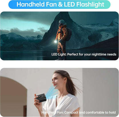 Waist Fan, 5000mAh Rechargeable Belt Clip Fan, 39ft/s Strong Airflow, 5 Speeds, Up to 29H Runtime, Wearable Hands-Free Cooling with LED SOS Light for Outdoor Camping Hiking