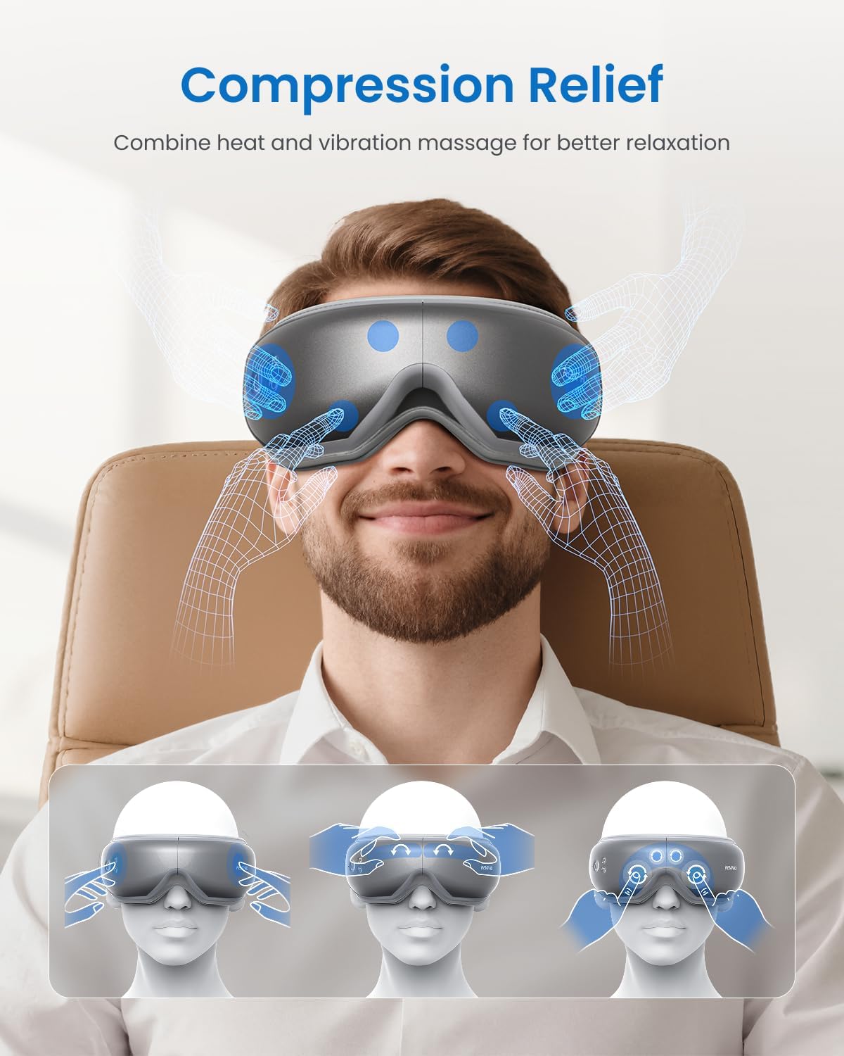 RENPHO Eyeris 1 Eye Massager with Heat, FSA Eligible HSA, Heated Eye Mask for Head Tension, Eye Strain & Screen Fatigue, Birthday Gifts for Men and Women