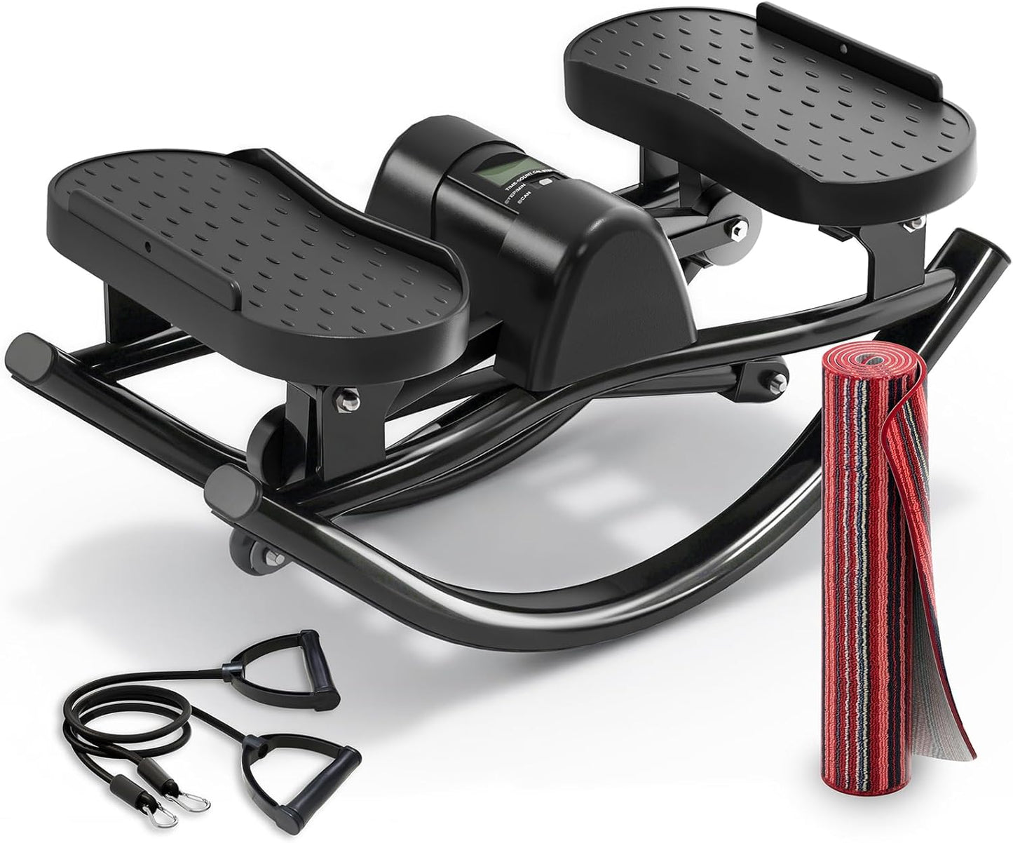 FineWay Upgraded Rock Stepper 2.0 for Exercise at Home, Rocking Stepper Side to Side, Low-Impact Knee-Friendly Exercise Machine with Resistance Bands, LCD Monitor & 330 LBS Capacity, Full Body Workout