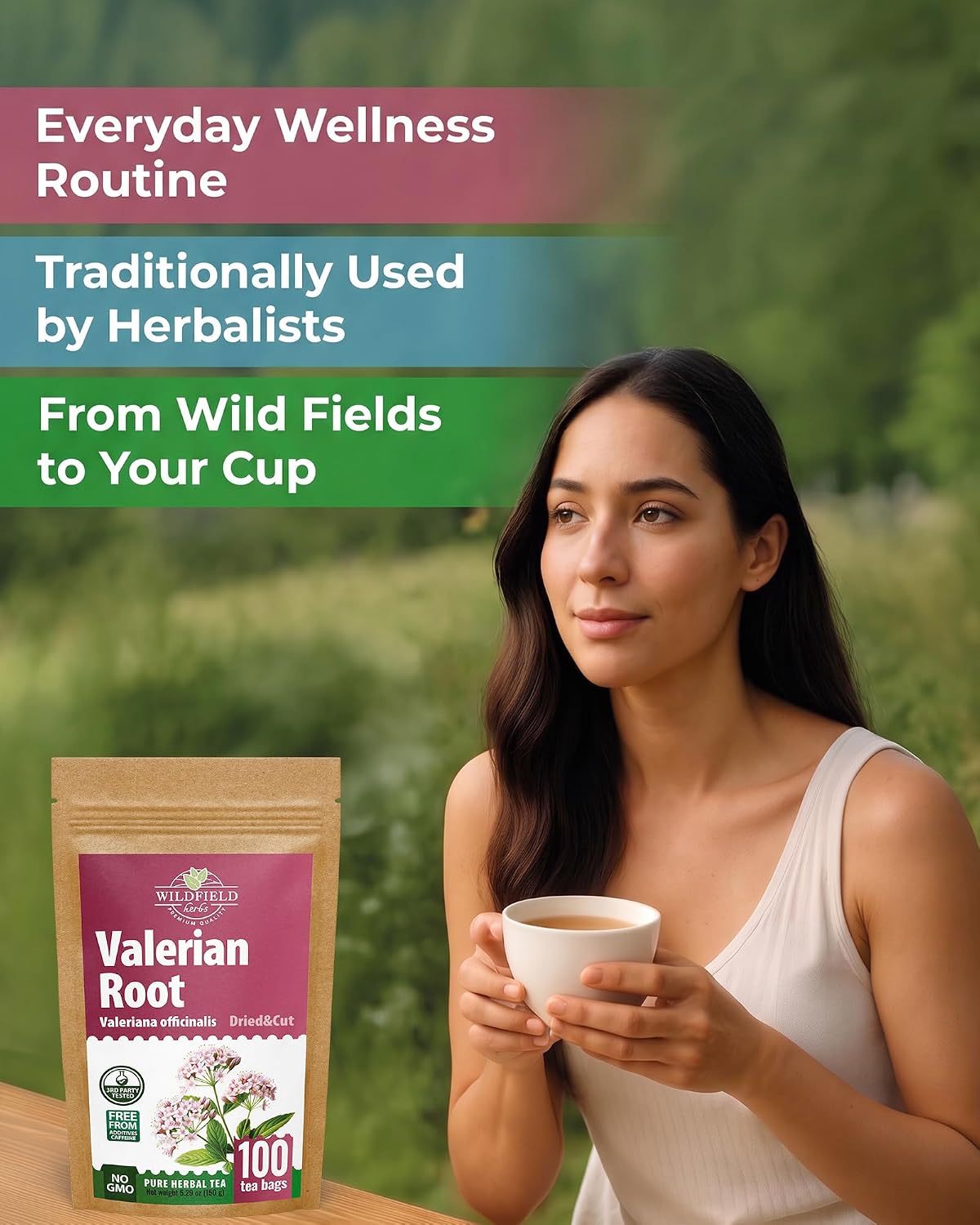 100 Bags Valerian Root Tea (Valeriana officinalis) - 100 Count 1.5g Te De Valeriana Herb