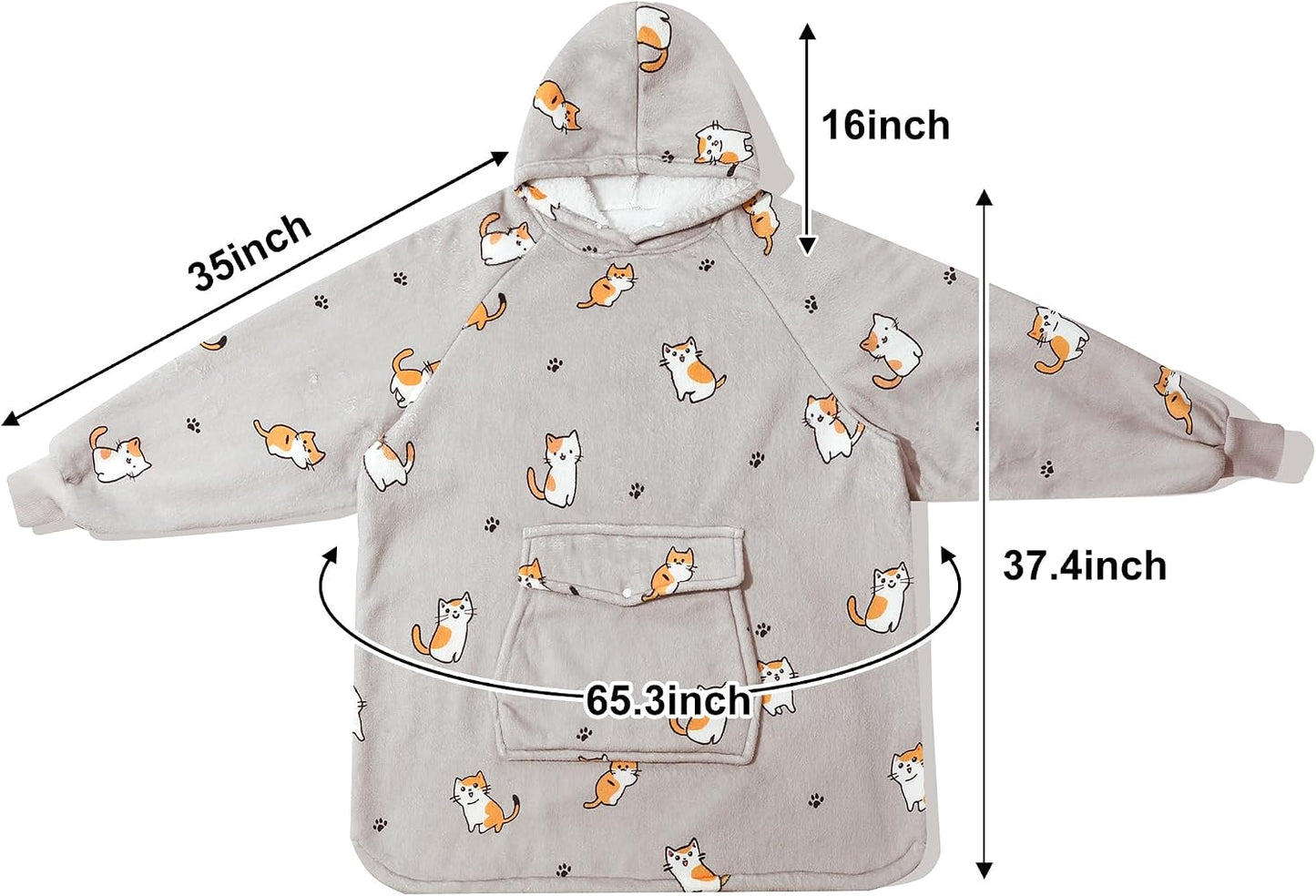 Krifey Wearable Blanket Hoodie, Oversized Sherpa Hooded Blanket for Adults | Soft sherpa fleece with sleeves and pocket; oversized fit for lounging, WFH, camping, Christmas and white elephant gifts.