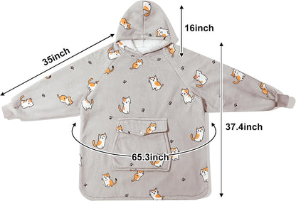 Krifey Wearable Blanket Hoodie, Oversized Sherpa Hooded Blanket for Adults | Soft sherpa fleece with sleeves and pocket; oversized fit for lounging, WFH, camping, Christmas and white elephant gifts.