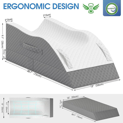 TranquilRelax Leg Elevation Pillows for After Surgery, Wedge Pillow, Grey