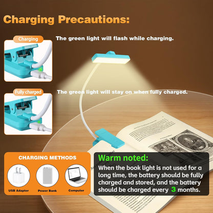 VAVOFO 24 LEDs Rotatable Book Light, Rechargeable Clip Reading Lamp