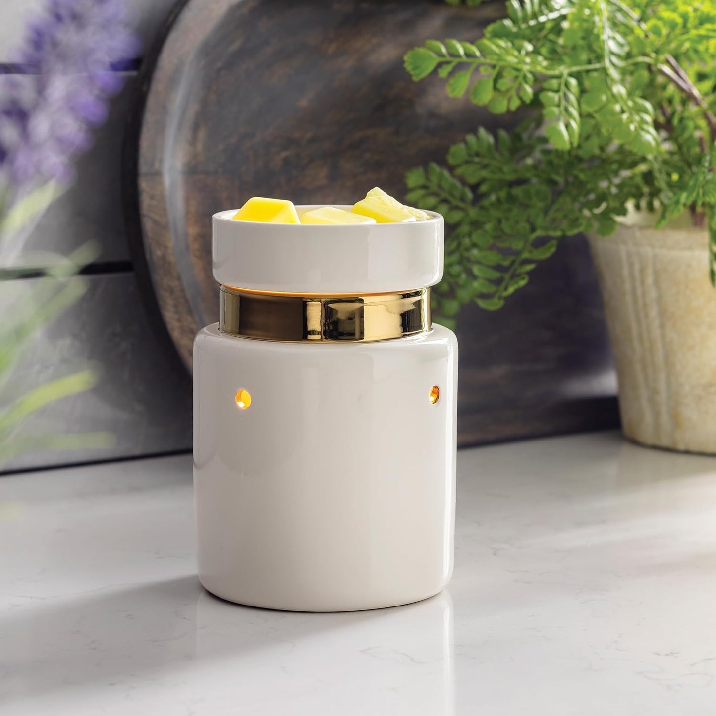 Candle Warmers ETC. Illumination Fragrance Warmer- Light-Up Warmer for Warming Scented Candle Wax Melts and Tarts or to Freshen Room, White Harmony
