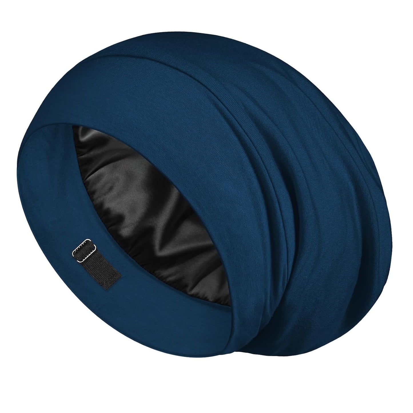 LULUSILK 100% Mulberry Silk Bonnet for Sleeping Women and Men, No More Frizzy Tangled Hair, Real Silk Sleep Cap for Curly Hair, Black, Pack of 1