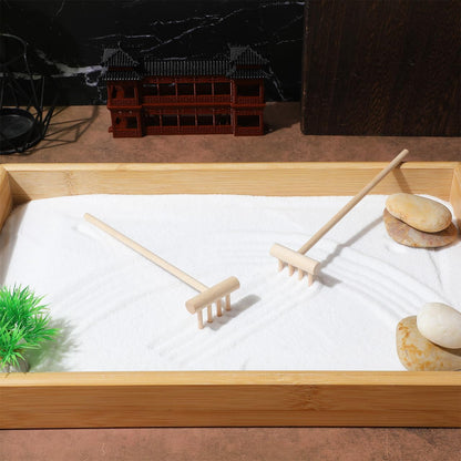 YARNOW 20 Pcs Mini Zen Garden Rake Set, Bamboo Tabletop Sand Tools for Desk Meditation, Small Wooden Accessories for DIY Miniature Craft & Home Decor