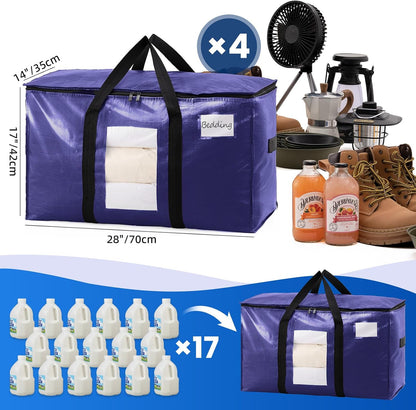 TAILI Blue Extra Large Moving Bags,Storage Bags with Visible Window