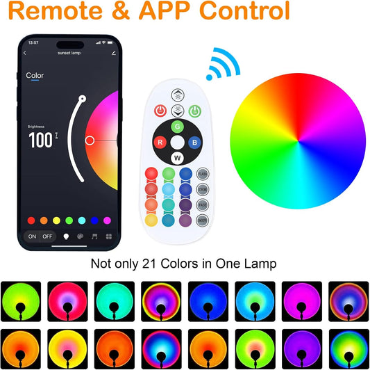 Sunset Lamp Projector, Rainbow Projection Led Lights with Remote, 16 Colors Multicolor Changing LED Night Light, Sunlight Light for Photography Selfie Party, Home Bedroom Decor Xmas Gifts for Women