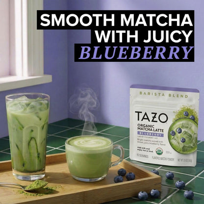 TAZO Organic Classic Matcha Latte Powder, Café Style Matcha Latte Mix, Easy Hot or Iced Matcha Latte, Sweetened with Organic Sugar and Matcha Powder, 10 Servings, 3.5 oz Pouch
