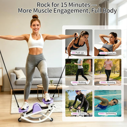 Rock Stepper, Side to Side Rocking Stepper Exercise Machine for Balance at Home, Low-Impact Lateral Stair Stepper with Resistance Bands & Digital Counter, 250 LBS Weight Capacity