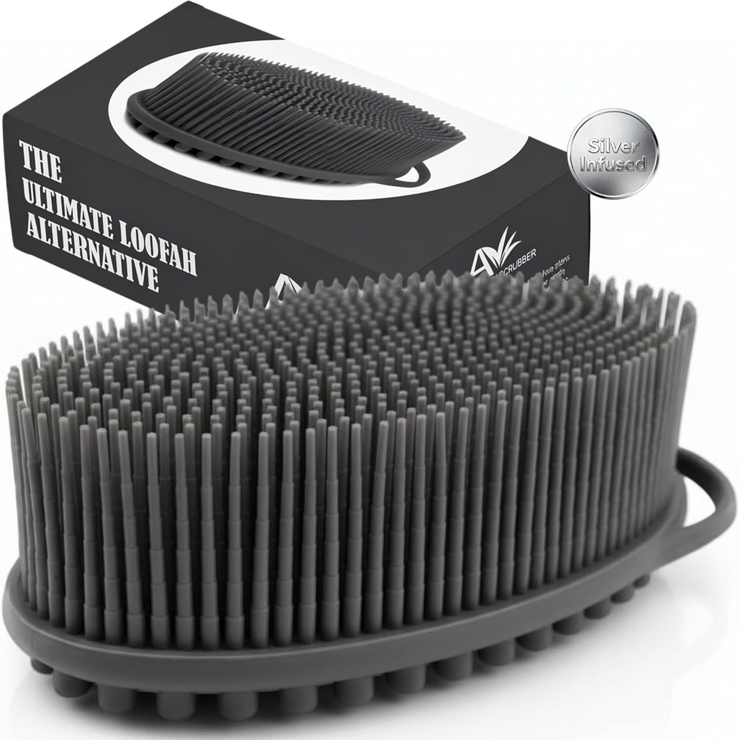 Avilana Premium Silicone Body Scrubber - Trusted Since 2017 - SGS Certified Food Grade Dual Sided Bath Brush, Quick-Dry Exfoliating Loofah Alternative, Massage Brush Sensitive Skin Women Men