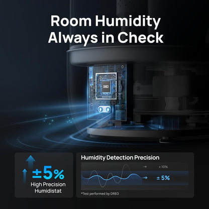 DREO Smart Humidifiers for Bedroom, 6L Top Fill Supersized Cool Mist Humidifier for Large Room, 60 Hour Runtime, Quiet Ultrasonic Humidifier for Plants, Indoor, Home, Night Light, Black