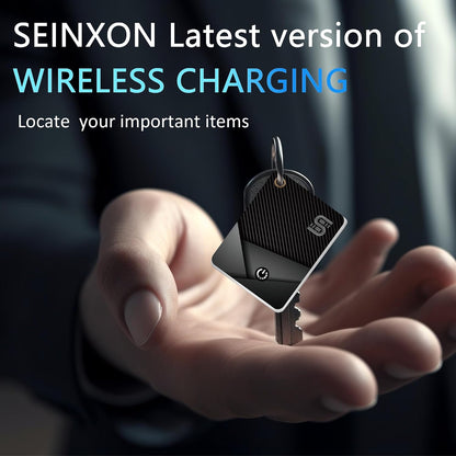 SEINXON Wallet Tracker (iOS Only) IP68 Thin Item Finder Card Luggage Located Bluetooth Works with Apple Find My APP & Network - Wireless Charger (Slim)
