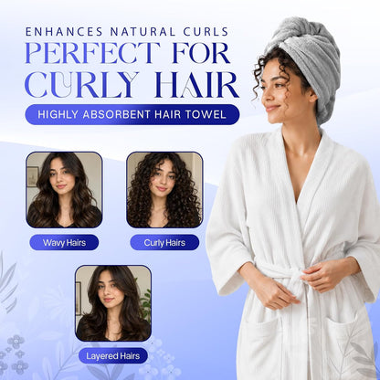 Lili&James 100% Cotton Hair Towel Wrap for Women & Kids – 420 GSM Quick Dry Hair Turban with Double Button Loop, Anti Frizz Non Microfiber Hair Drying Towel for Curly, Long & Thick Hair (Lilac)