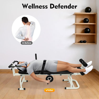 Bepritm Traction Bed Folding Massage Bed Table Cervical, Versatile Neck Stretcher Taction Devices for Home Use, Back Stretch Bench Lumbar Traction Device w/Base&Safety Belt&Adjustable Length