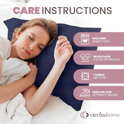 CirclesHome Pillow Protectors 4 Pack Standard Zippered - 100% Cotton Breathable Pillowcases - Protects Pillows from Dirt, Dust and Debri (Standard - Set of 4 - 20x26)