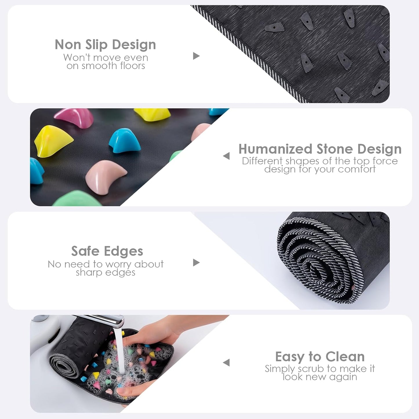 Foot Massage Mat, Reflexology Mat Walk Stone Road Foot Acupressure Mat Pressure Point Massage Acupoint Mat for Long Sitting Elderly Students and Office Workers (68.9 x 13.78 Inches)