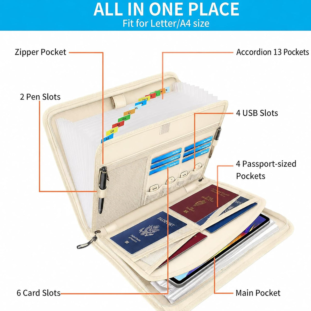 Important Document Organizer with Lock, Fireproof Accordion File Organizer