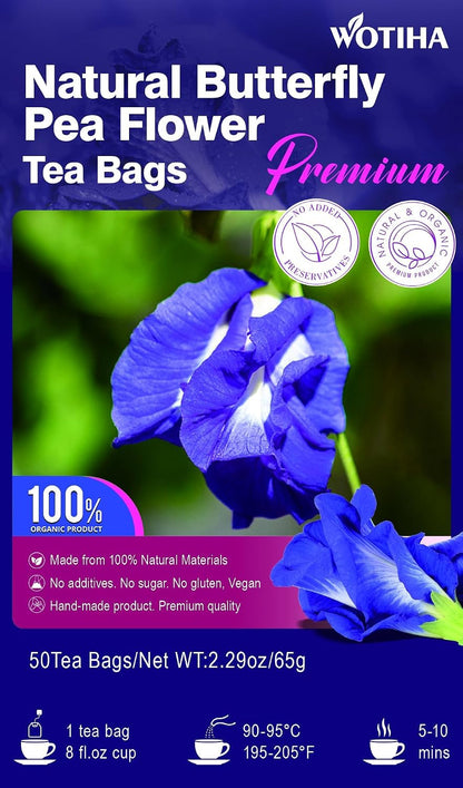WOTIHA 60 Count Premium Lemon Balm Tea Bags - 100% Pure Natural Leaves, Lemony Citrusy Flavor, Supports Calming & Digestion, Caffeine-Free, Additive-Free, Sugar-Free, Vegan Non-GMO