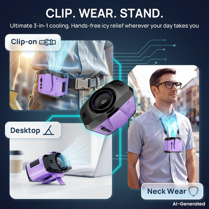 AJVV Portable Waist Fan Wearable Belt Fan Clip on Fan for Shirt, 40H Max Personal Cooling, for Camping, Outdoor, Jobsite, Travel (Off-white)