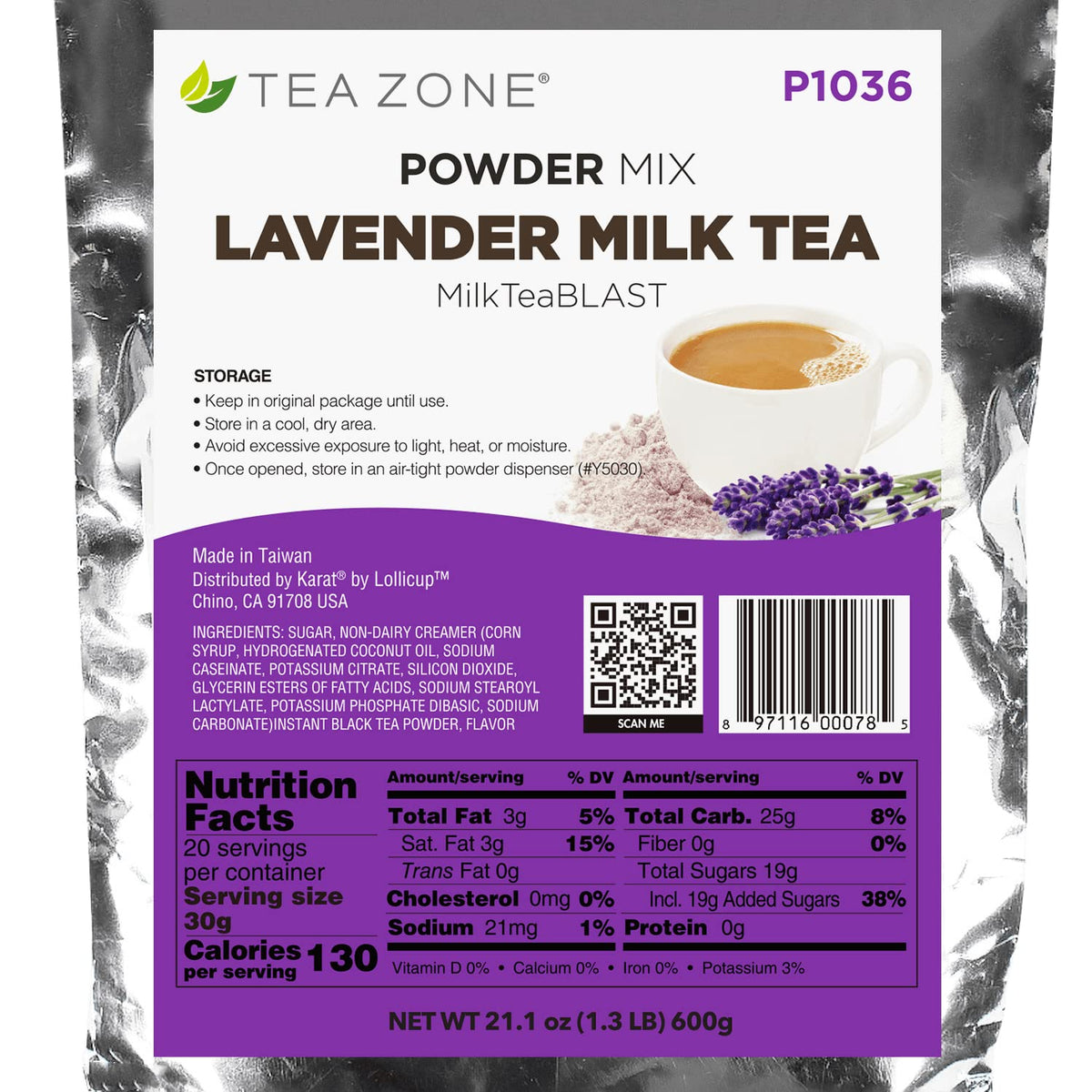Tea Zone 1.32 lb Lavender Milk Tea Powder