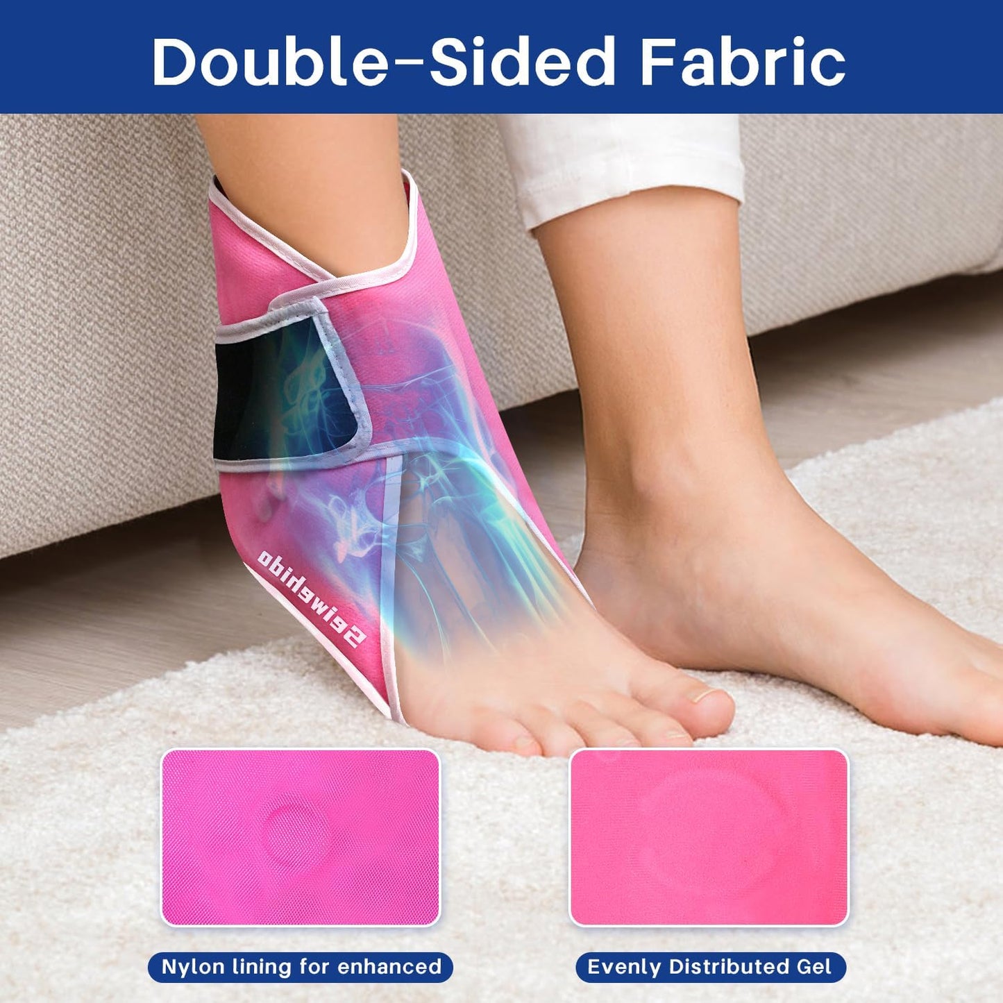 Ankle Ice Pack Wrap for Heel Swelling Pain Relief Reusable Gel Hot Cold Compress for Achilles Tendonitis Plantar Fasciitis, Post-Surgery, Sports Injury(1pcs,Blue)