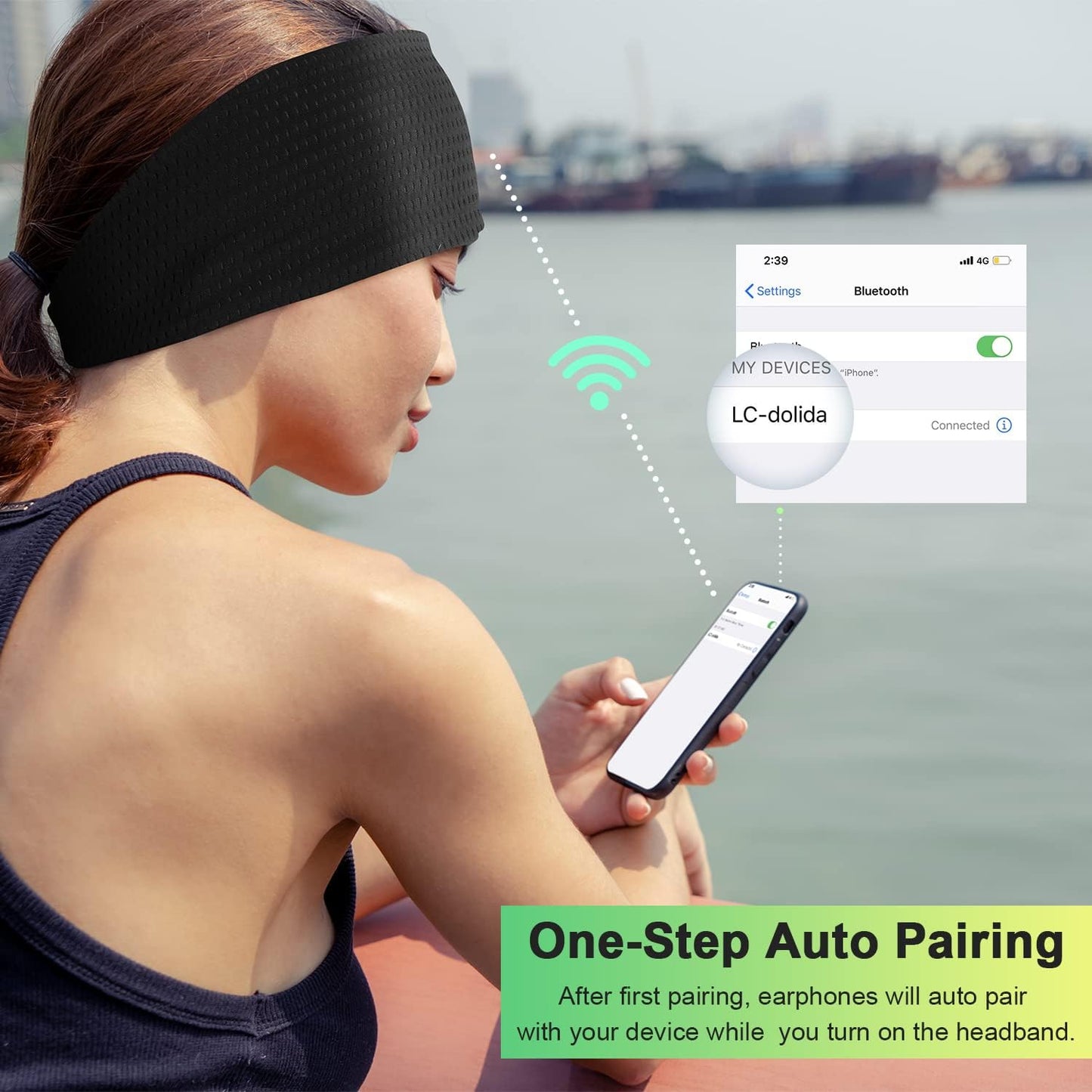 LC-dolida Sleep Headphones Headband Bluetooth 5.4, Sports Headband Earphones Wireless with Speaker Microphone USB C for Women Sleeping Gift Workout Jogging Yoga Insomnia Travel Meditation, Butterfly
