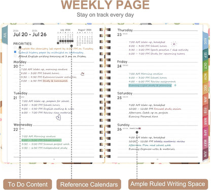 Planner 2026-2027, Weekly and Monthly Calendar Planner, JUL 2026 - JUN 2027 | Academic Year, Daily Agenda Book, A5(6.3'' x 8.5''), Sprial Bound, Inner Pocket, Office School Use