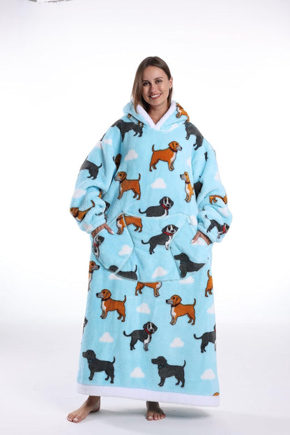 Capecage Blanket Hoodie, Long Hooded Blanket Sweatshirt as Birthday Gifts for Women Men, Long Wearable Blanket for Women Men.