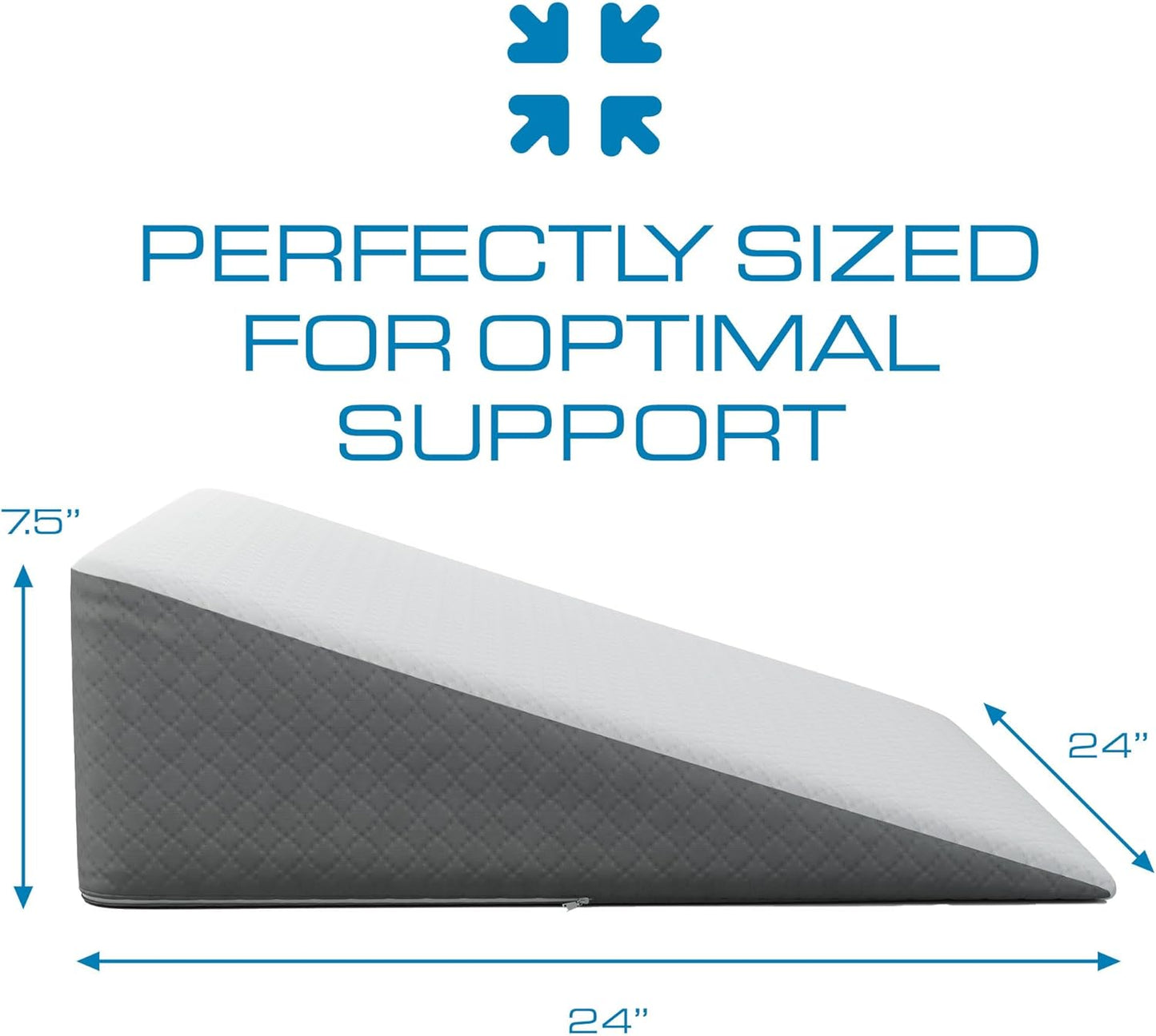 Kolbs Bed Wedge Pillow for Sleep Apnea, FSA Eligible Acid Reflux, and Back Pain Relief, with Chic Jacquard Cover - Headboard Wedges for Sleeping (5" Gentle Incline)