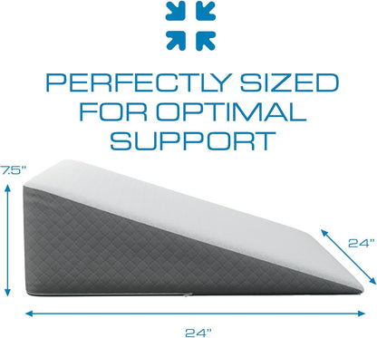 Kolbs Bed Wedge Pillow for Sleep Apnea, FSA Eligible Acid Reflux, and Back Pain Relief, with Chic Jacquard Cover - Headboard Wedges for Sleeping (5" Gentle Incline)