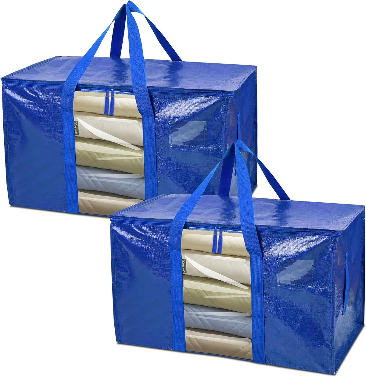 BALEINE Oversized Moving Bags with Reinforced Handles, Heavy-Duty Storage Tote for Clothes, Moving Supplies (Clear)