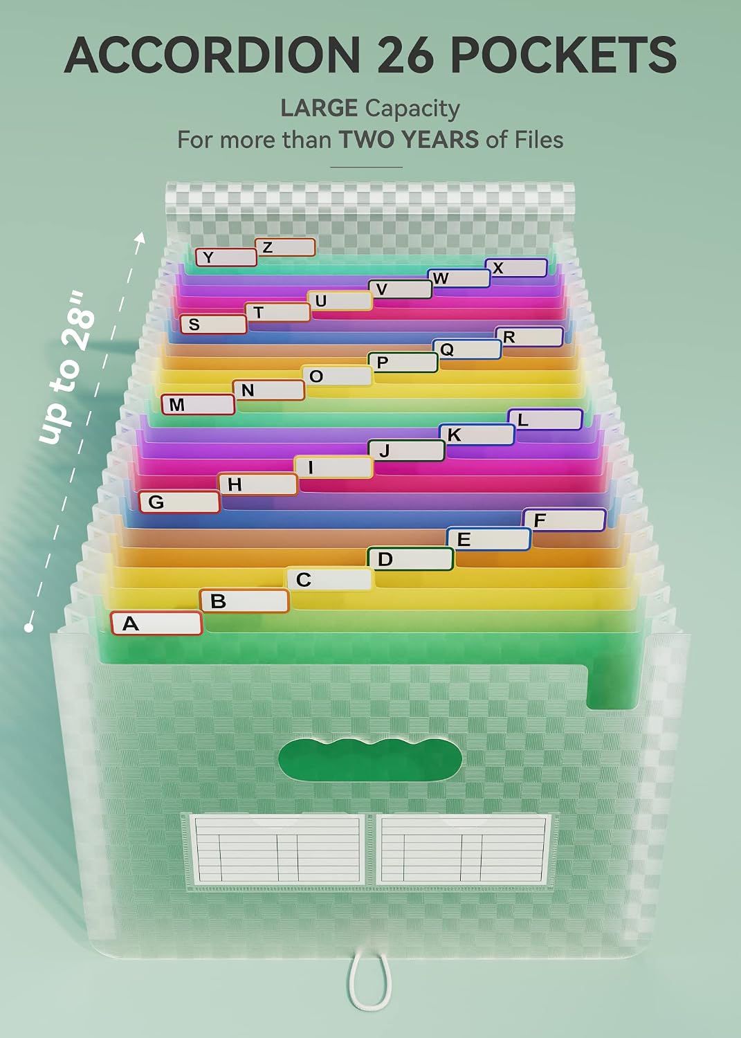 ABC life 26 Pockets Accordion File Organizer, Expanding File Folders