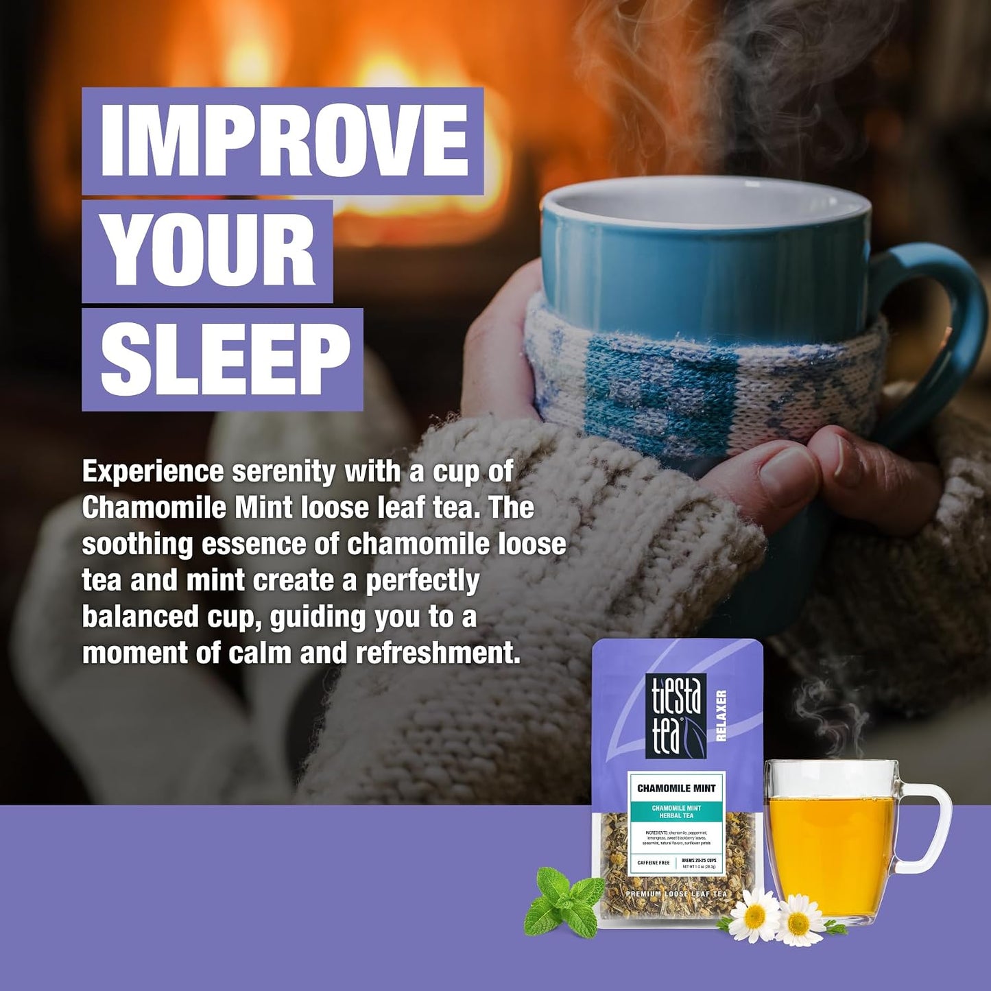 Tiesta Tea - Lavender Chamomile Herbal Tea, Loose Leaf, Calming Blend with Chamomile and Lavender, Caffeine-Free Herbal, Great for Hot or Iced Brews, Resealable Bulk Pouch, 200 Cups, 8 Ounce