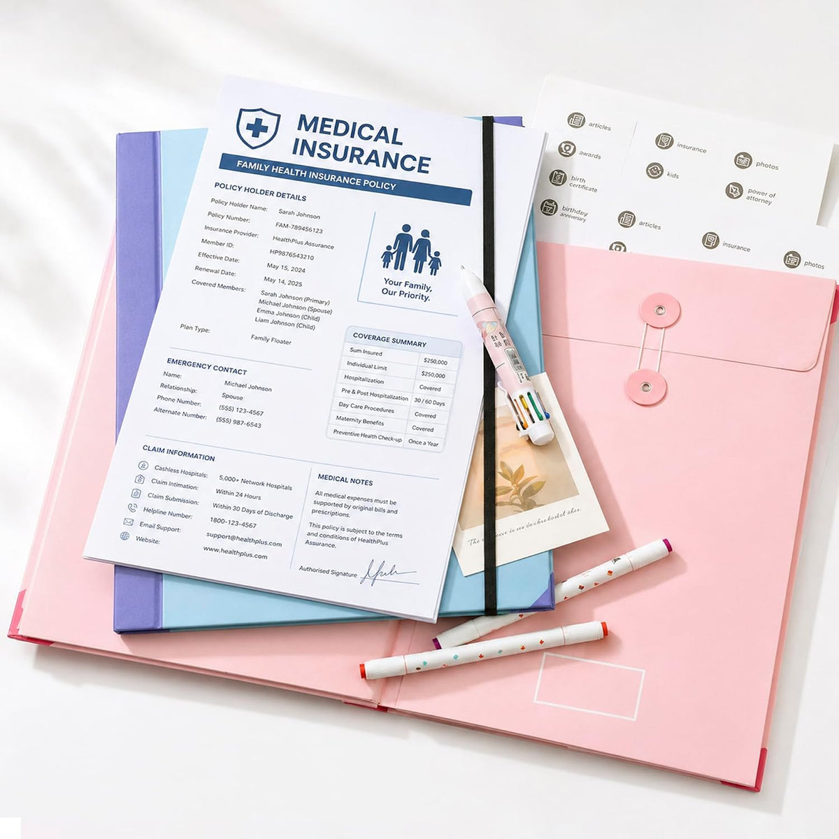 Estate Planning Binder, Document Organizer, Emergency Records File (Blue)
