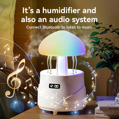AVEKI Jellyfish Humidifiers for Bedroom with Bluetooth Speaker, 600ml Cute Humidifier Diffuser with Colorful Mood Light & Clock Display, Air Humidifiers for Women, Gifts for Mom (Jellyfish)