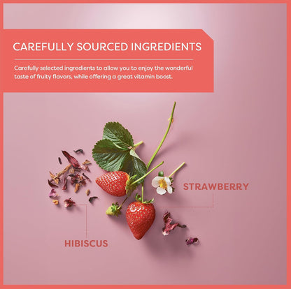 Wissotzky Strawberry Burst Herbal Tea, 20 Tea Bags | Fruity Blend | Caffeine Free Tea | Antioxidant Rich
